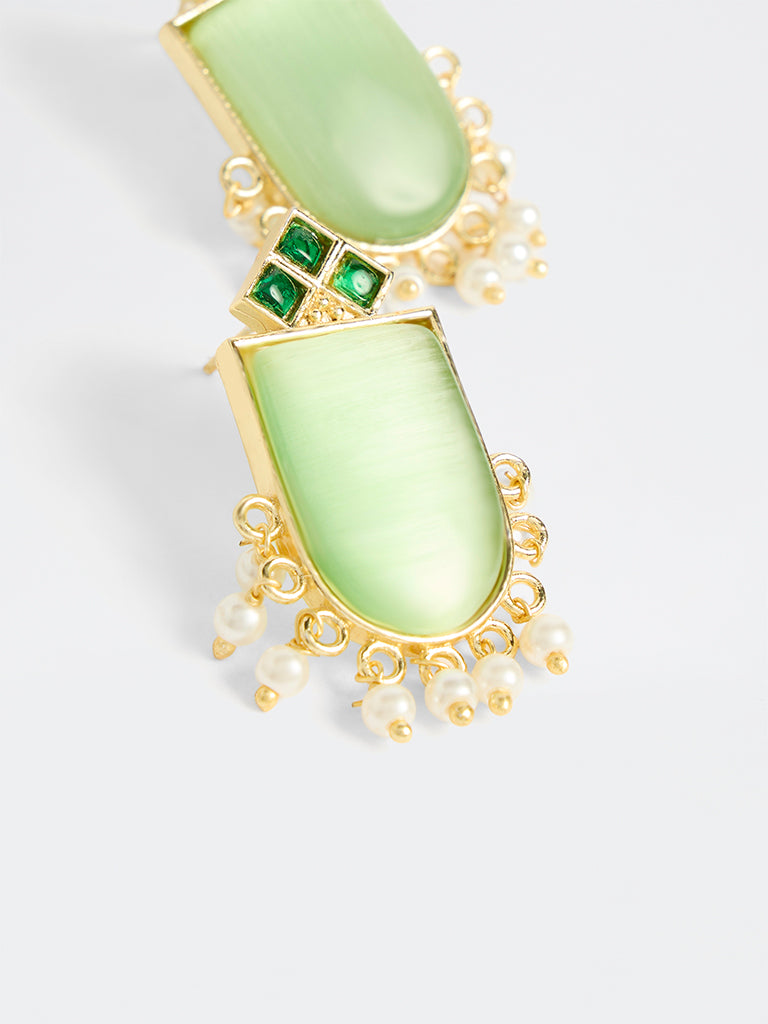 Westside Accessories Green Artisanal Stud Earrings