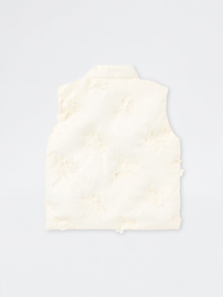 HOP Kids Girls Off-White Floral Applique Puffer Vest Jacket