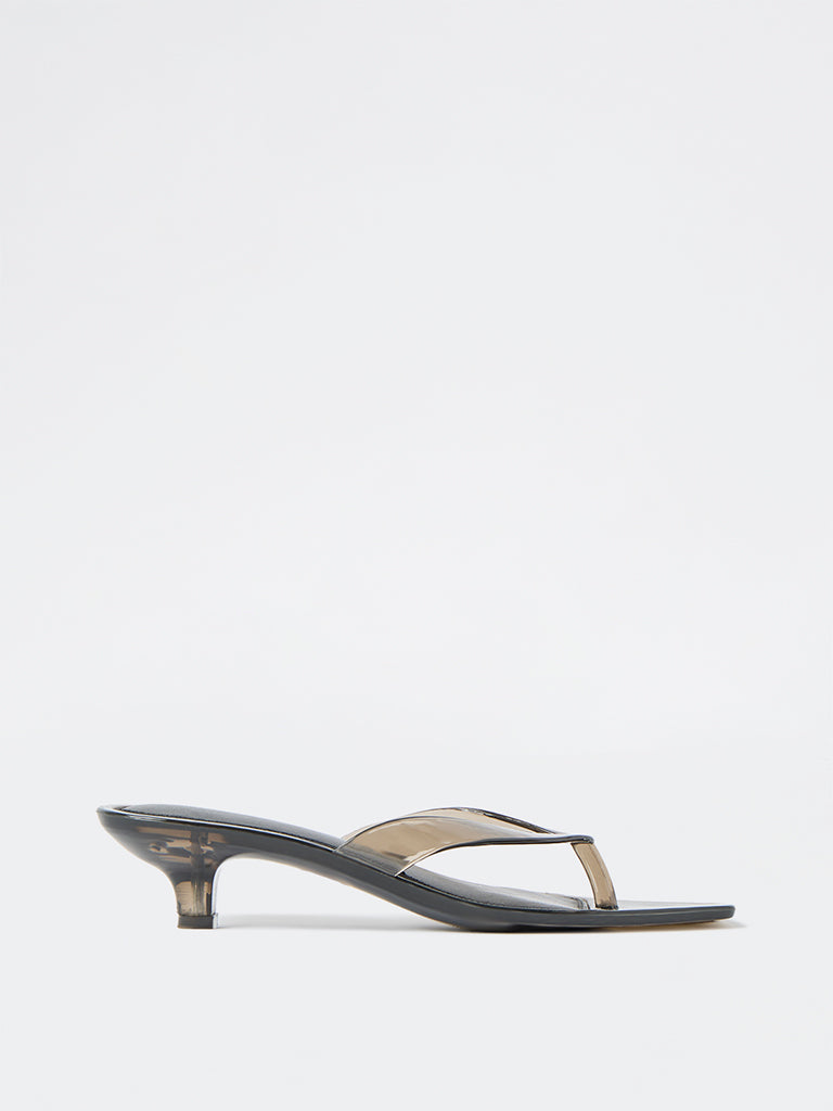 LUNA BLU Black Thong-Strap Jelly Sandals