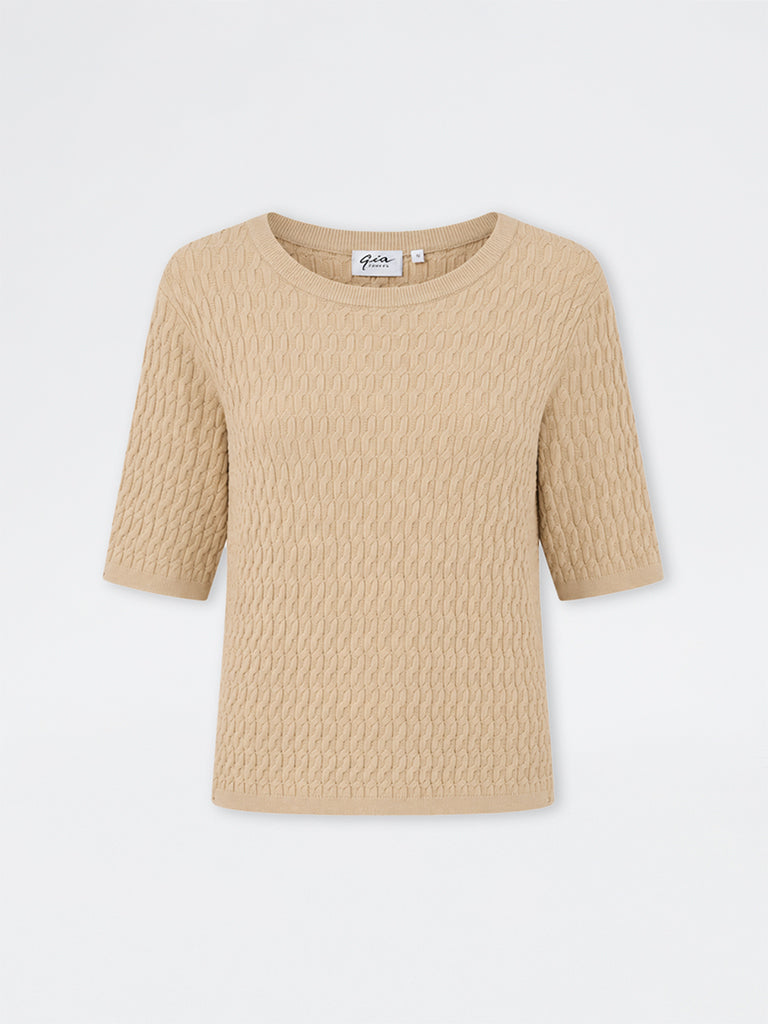 Gia Beige Knit-Textured Top