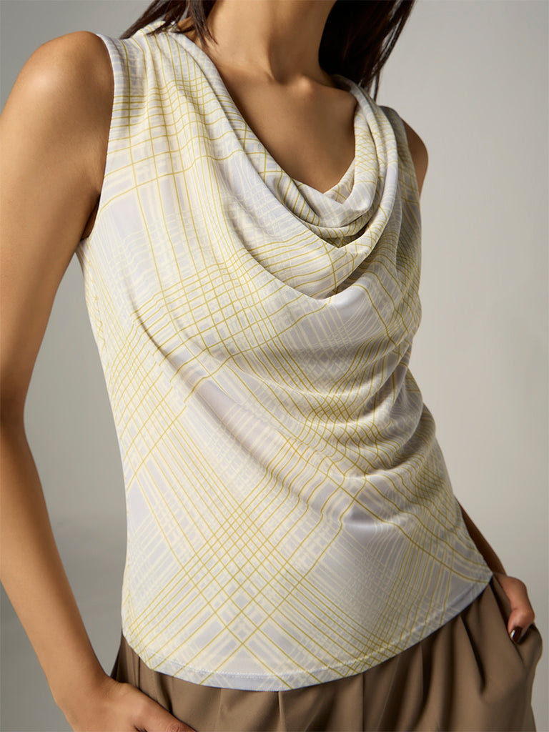 Wardrobe Grey Checkered Cowl-Neck Top