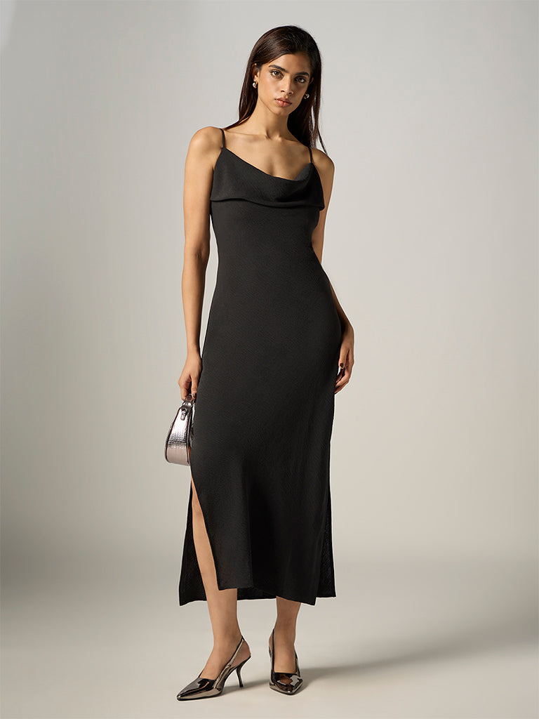 Wardrobe Black Cowl-Neck Straight Dress