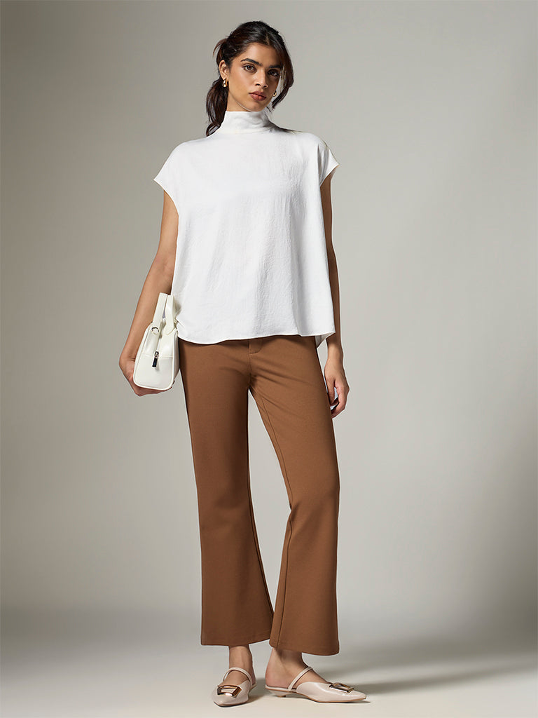 Wardrobe Brown Solid High-Rise Trousers