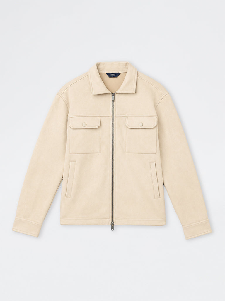 Ascot Light Beige Relaxed-Fit Suede Jacket