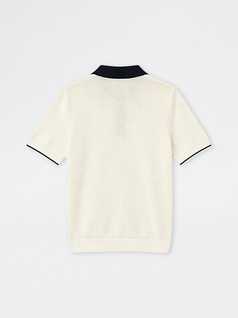Ascot Off-White Knit-Textured Relaxed-Fit Cotton Polo T-Shirt