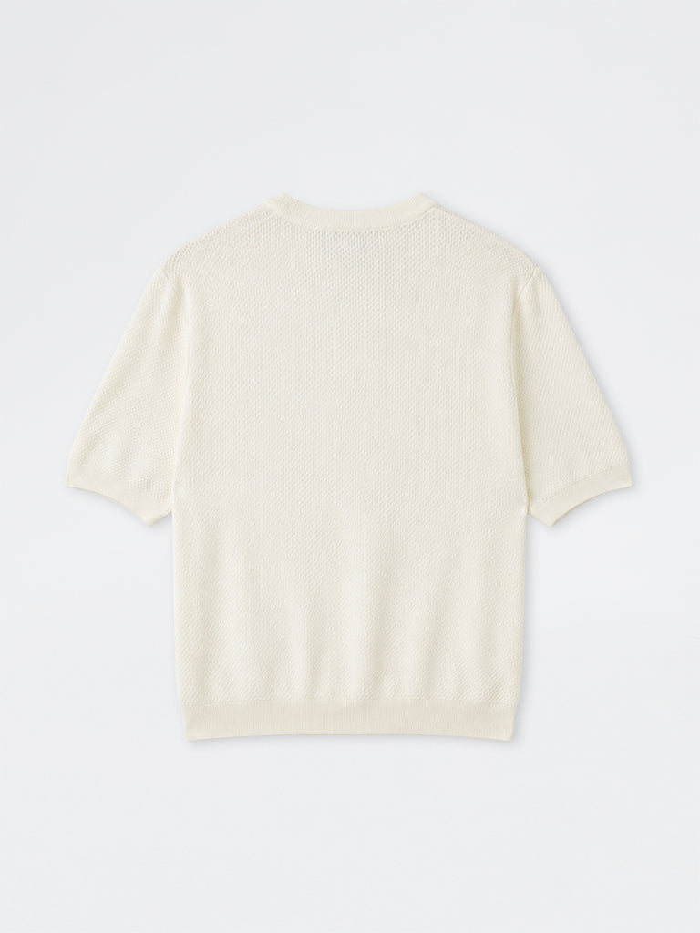 Ascot Off-White Knit-Textured Relaxed-Fit Cotton-Blend T-Shirt