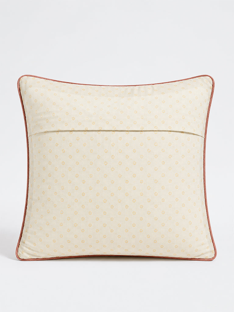 Westside Home Rust Checks Embroidered Cushion Cover