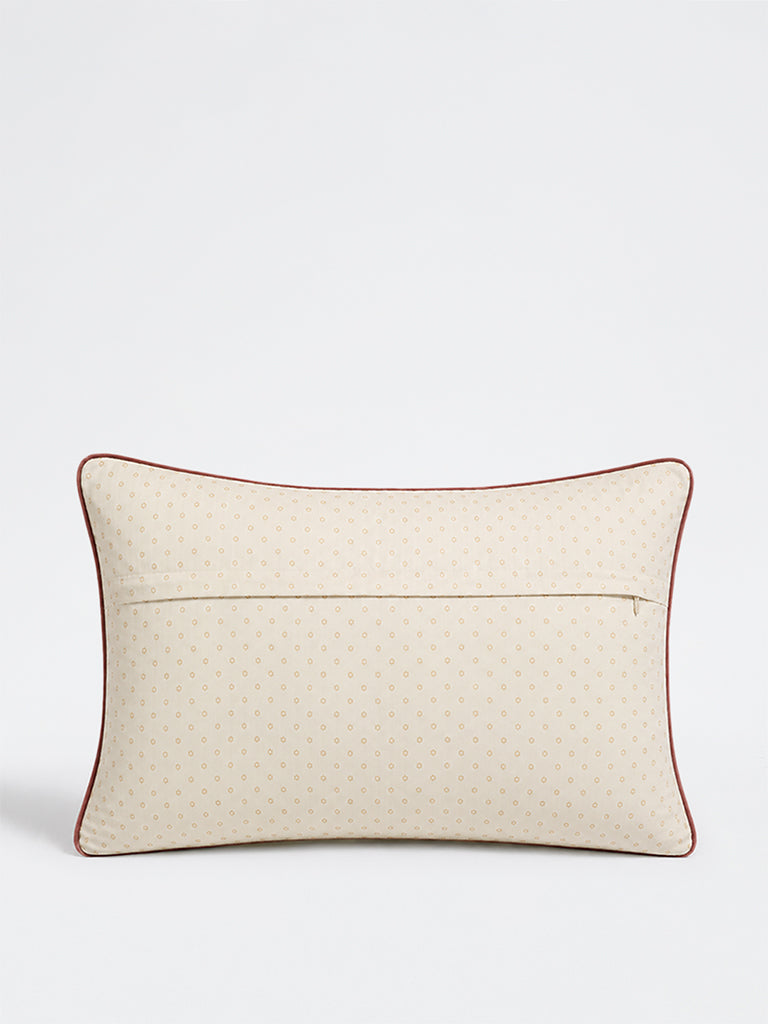Westside Home Rust Geometric Embroidered Quilted Cushion Cover