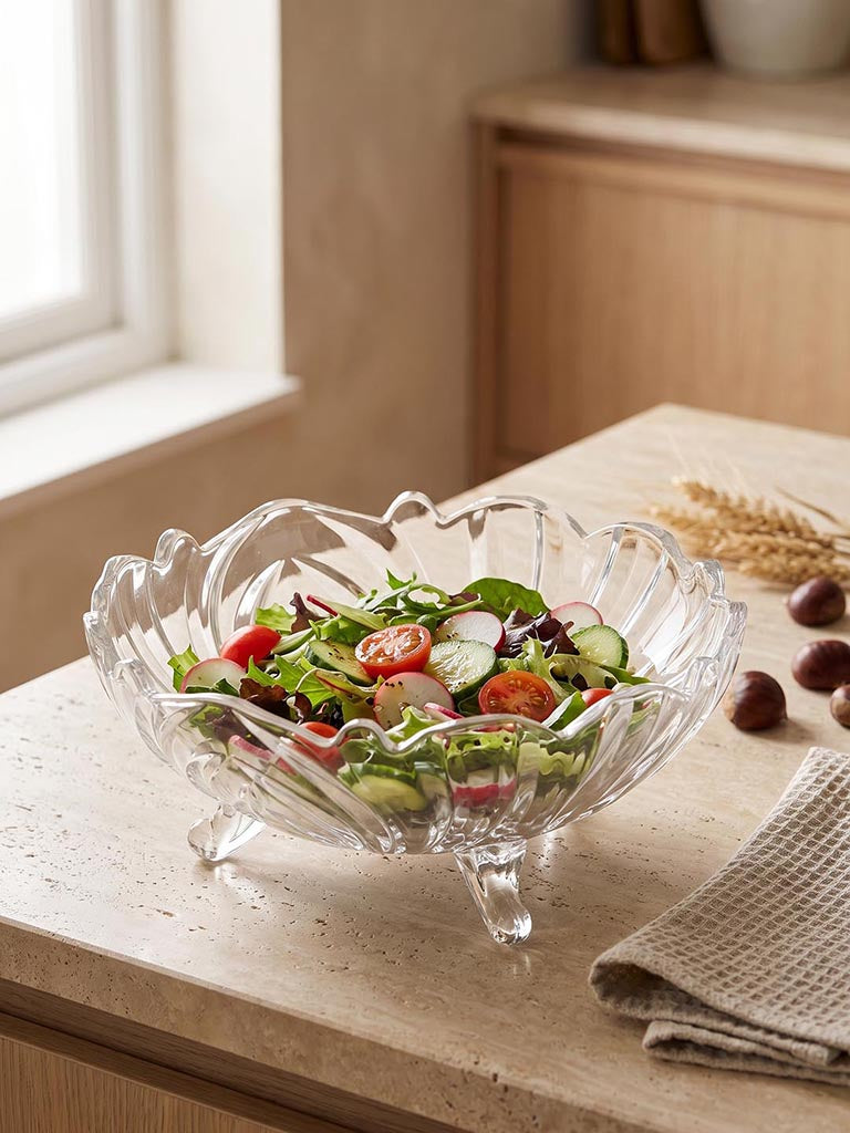Westside Home Floral Design Glass Serving Bowl