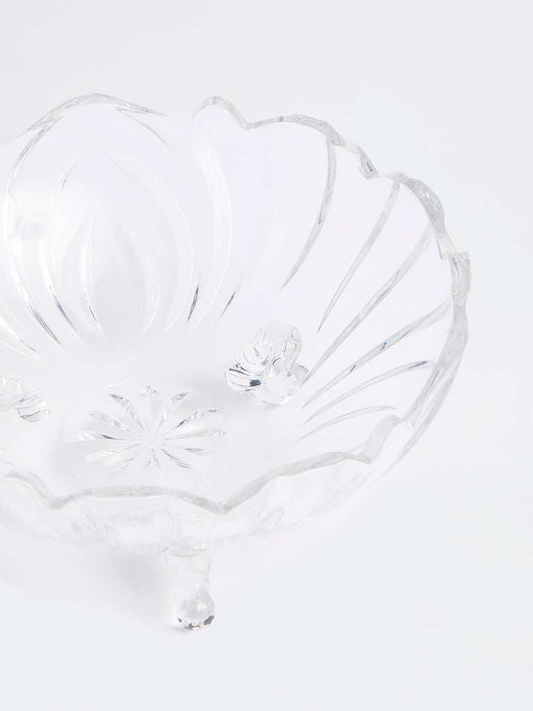 Westside Home Floral Design Glass Serving Bowl