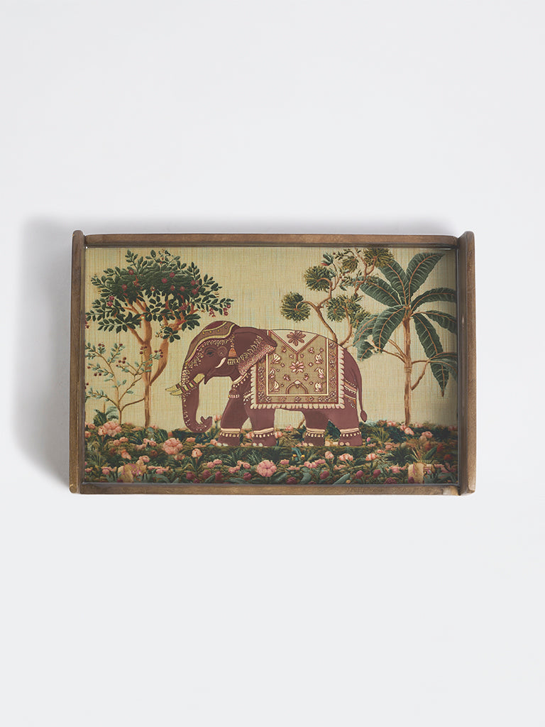 Westside Home Sage Heritage Elephant Design Tray