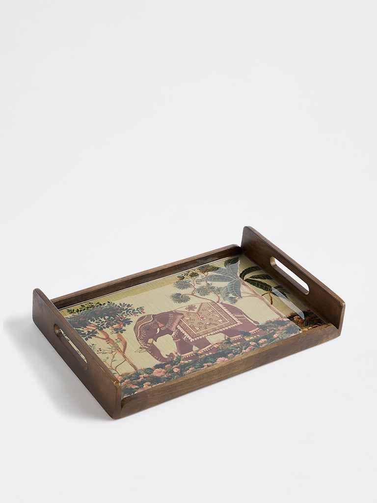 Westside Home Sage Heritage Elephant Design Tray