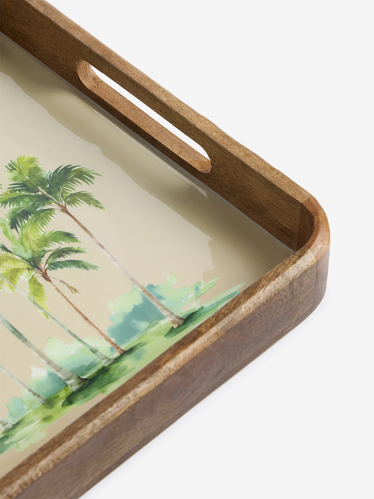 Westside Home Beige Tropical Design Square Tray