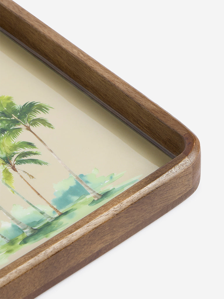 Westside Home Beige Tropical-Inspired Square Tray