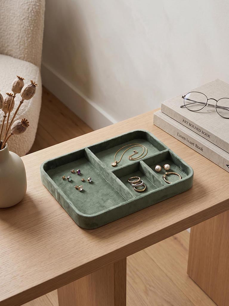 Westside Home Sage Velvet Jewellery Tray