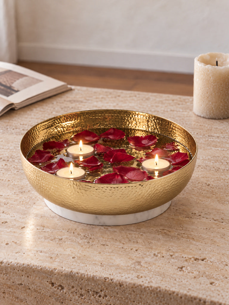 Westside Home Gold Hammered-Textured Round Bowl