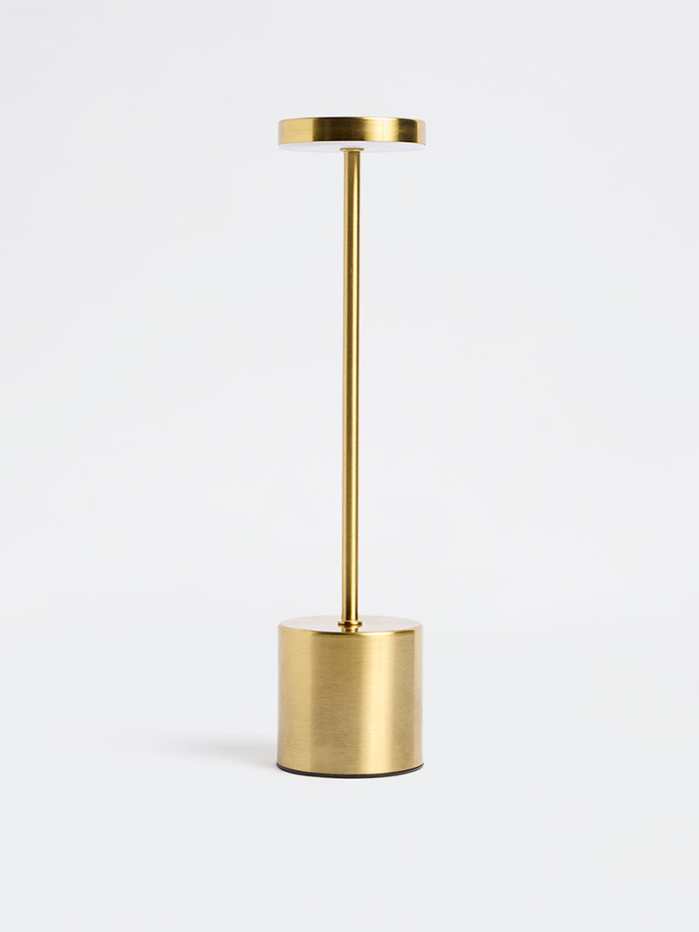 Westside Home Gold Metal Disc Table Lamp with Charging Cord