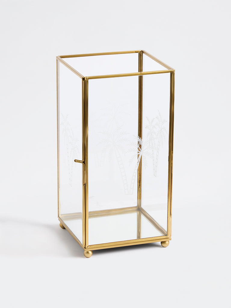 Westside Home Gold Tropical Etched Glass Lantern