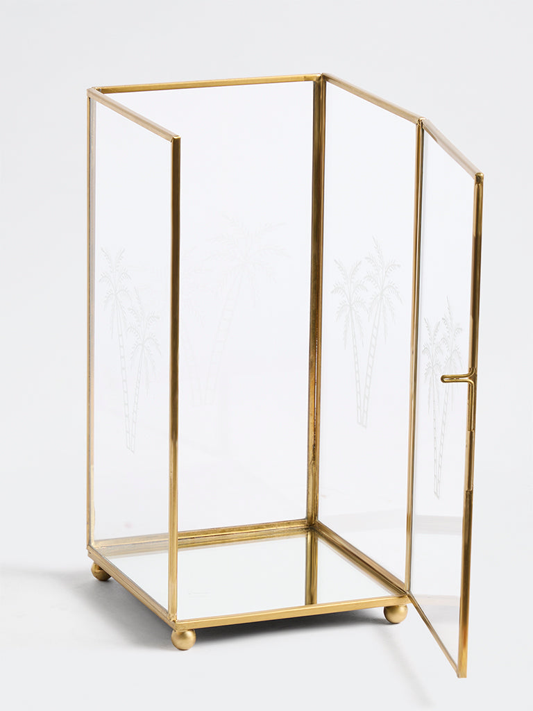 Westside Home Gold Tropical Etched Glass Lantern