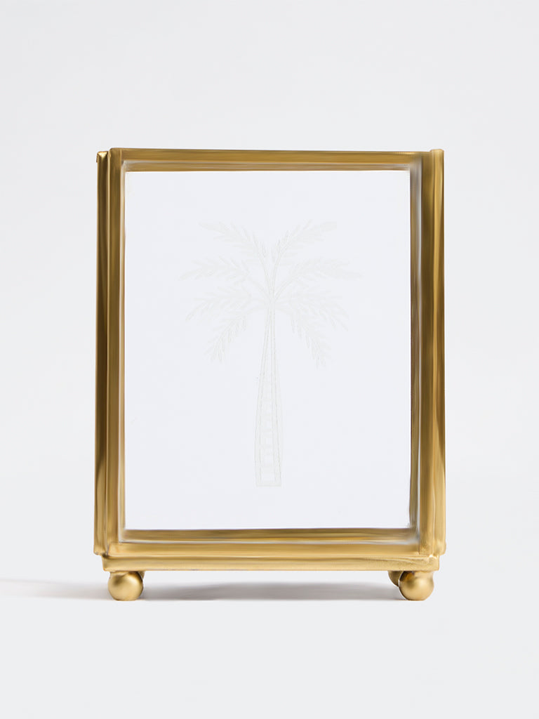 Westside Home Gold Tropical Etched Glass Lantern