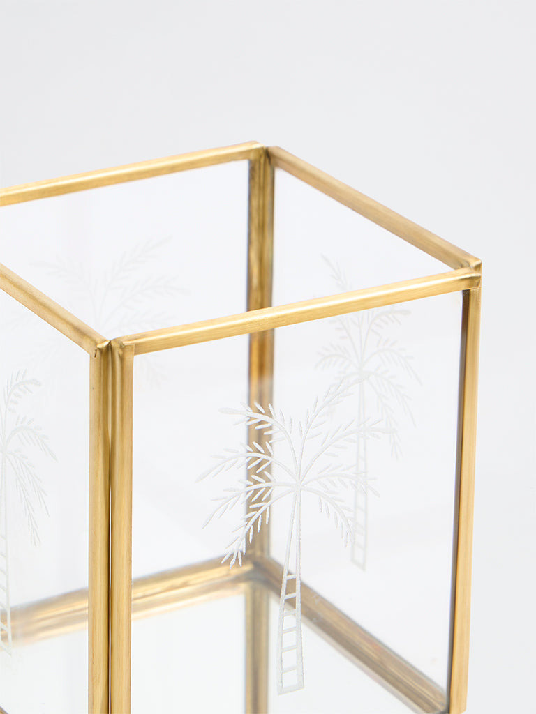 Westside Home Gold Tropical Etched Glass Lantern