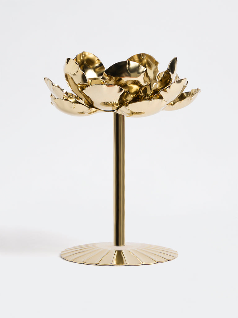 Westside Home Gold Floral Design Tealight Candle Holder
