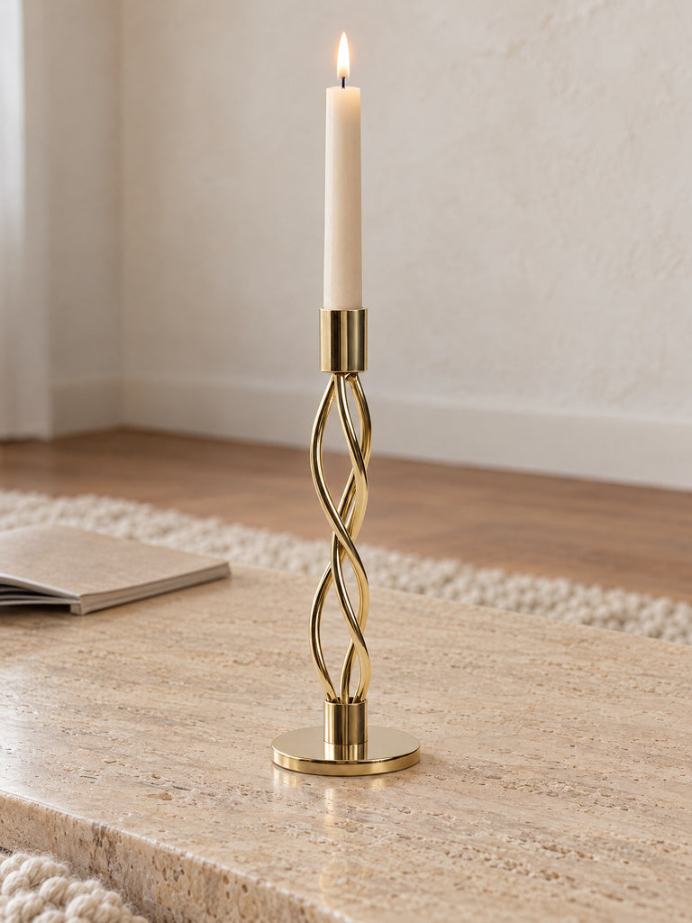 Westside Home Gold Metal Twisted Taper Candle Holder