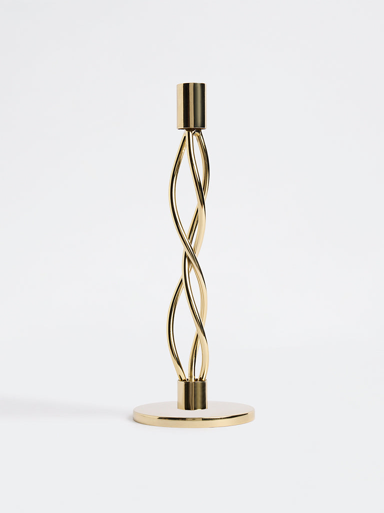 Westside Home Gold Metal Twisted Taper Candle Holder