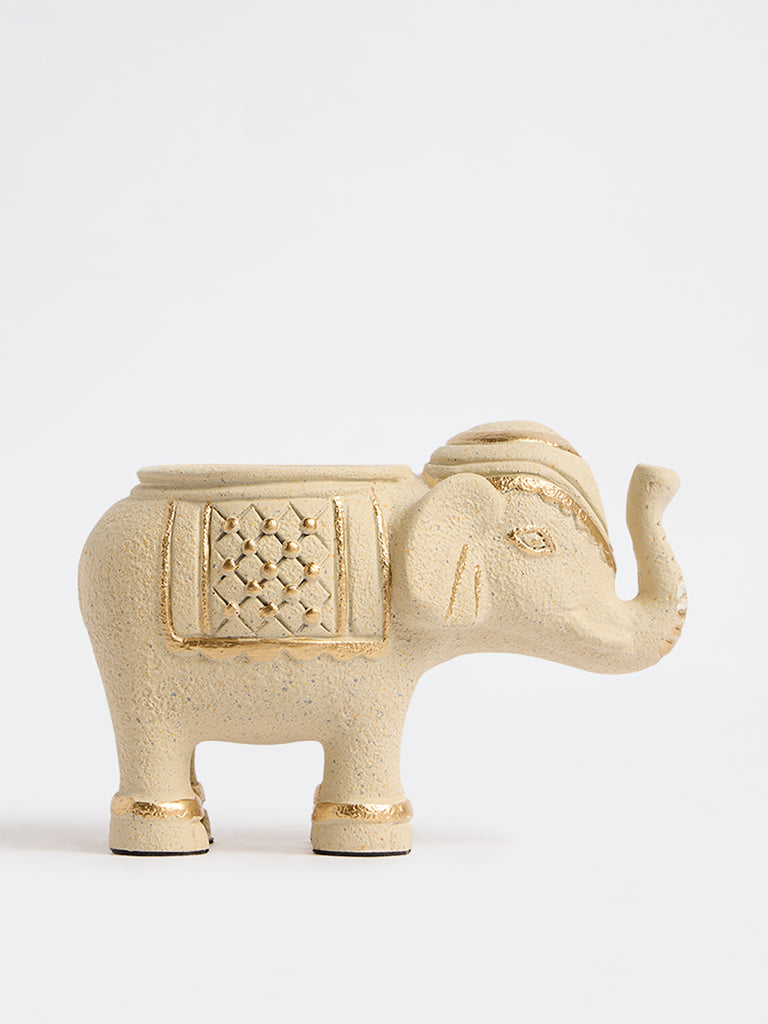 Westside Home Off-White Elephant Marble Candle Holder