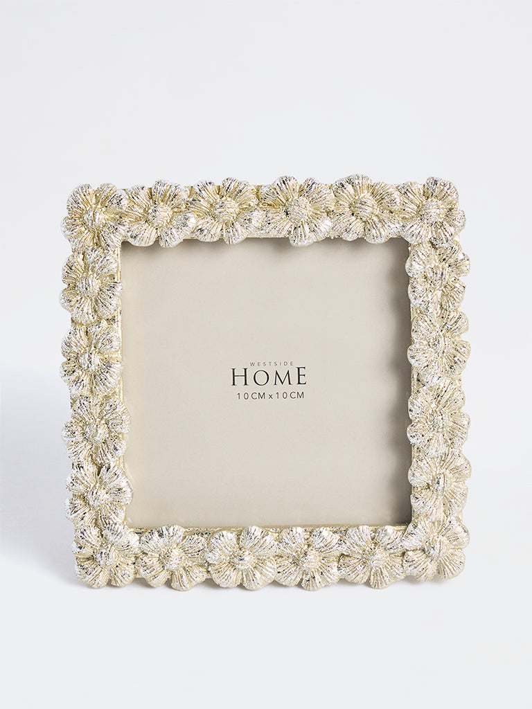 Westside Home Light Gold Floral Design Photo Frame
