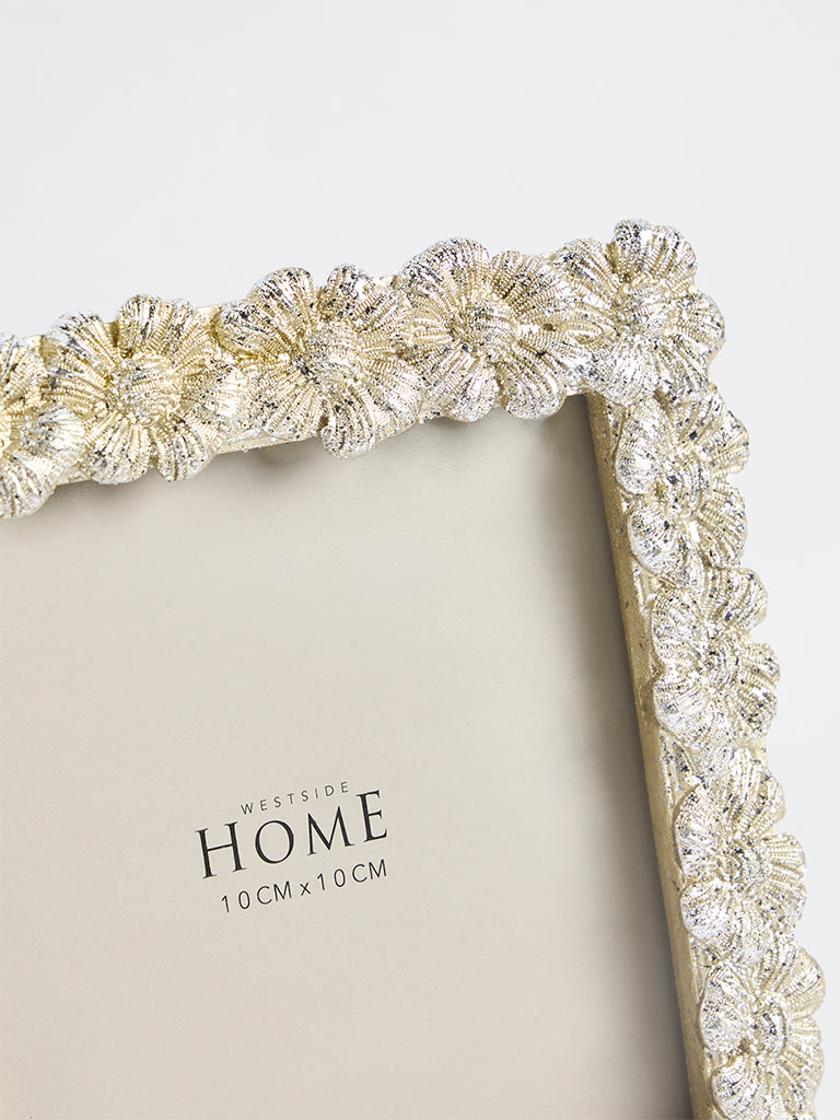 Westside Home Light Gold Floral Design Photo Frame