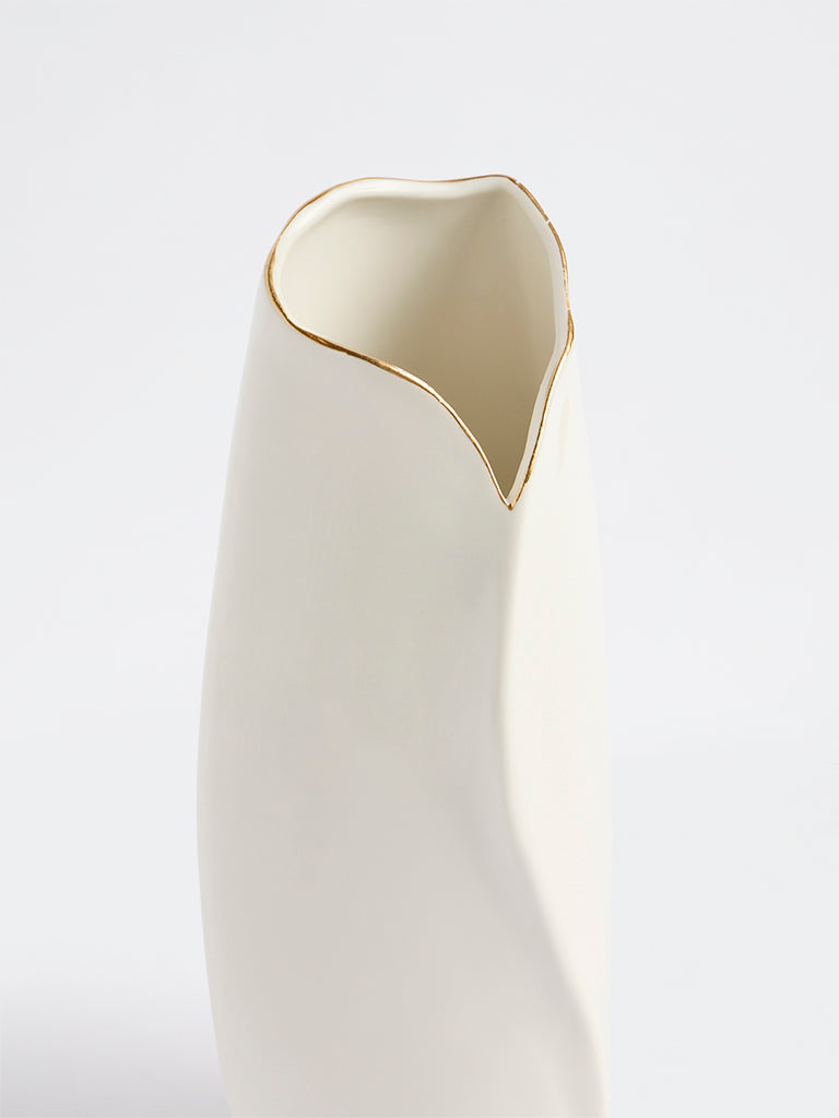 Westside Home Ivory Sculptural Ceramic Vase