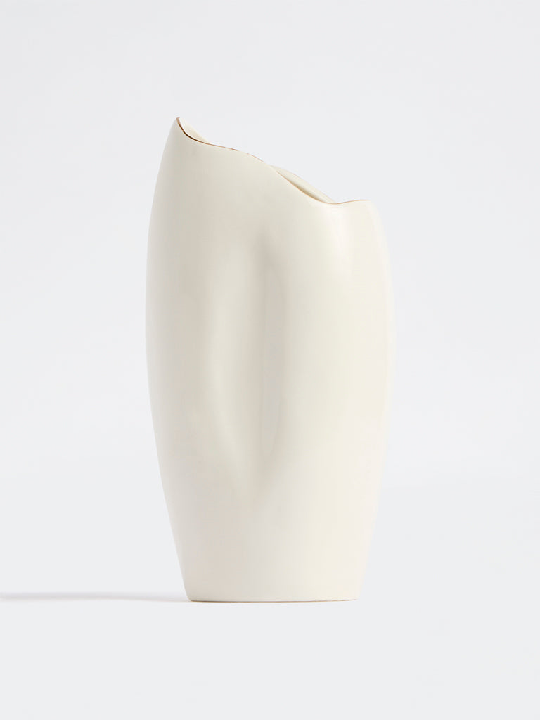 Westside Home Ivory Sculptural Ceramic Vase