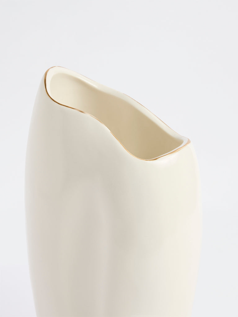Westside Home Ivory Sculptural Ceramic Vase