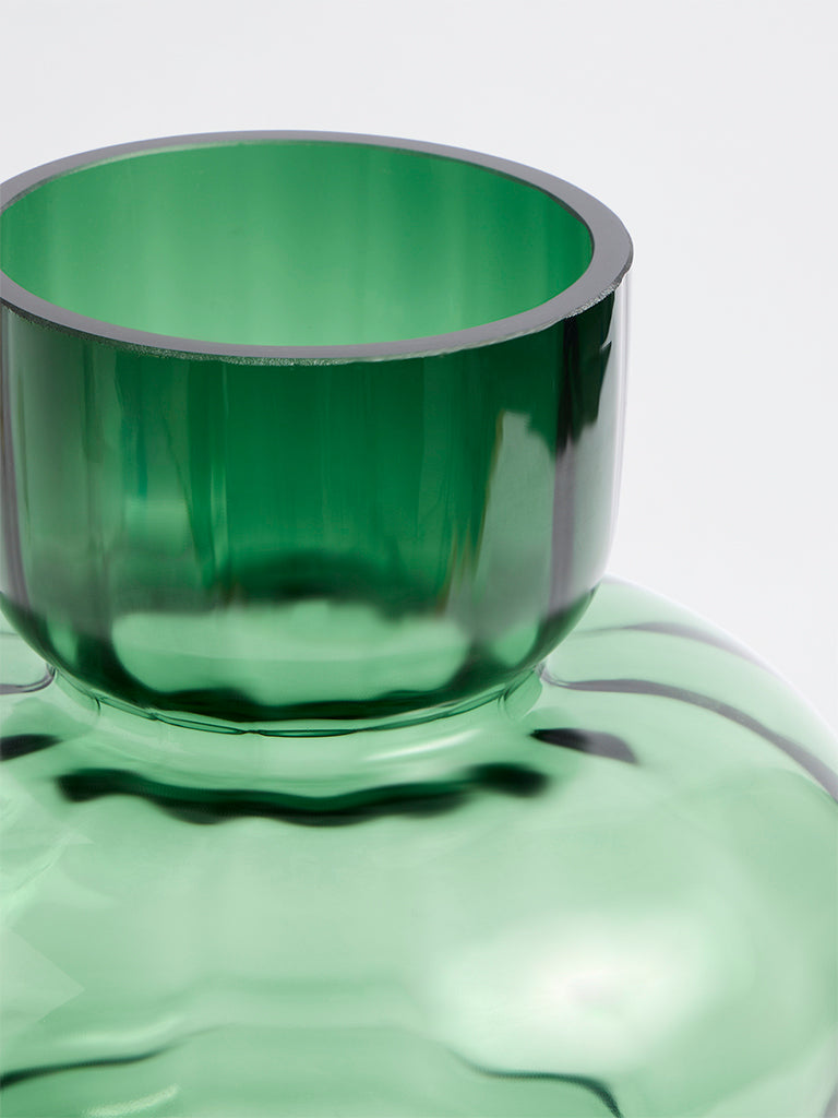 Westside Home Green Three-Tier Bubble Glass Vase