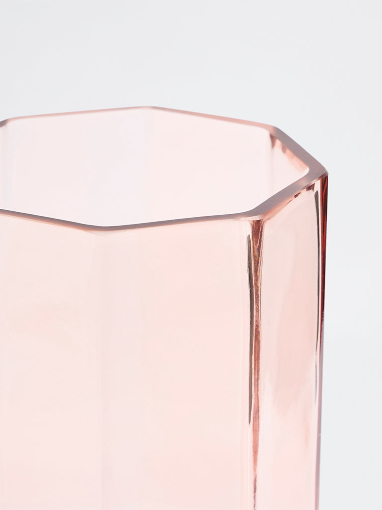 Westside Home Pink and Green Color-Block Glass Vase