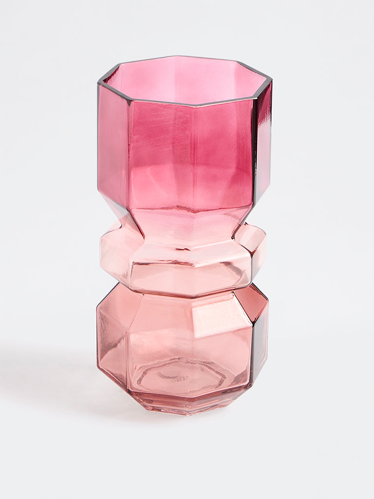 Westside Home Pink Ombre-Finish Glass Vase