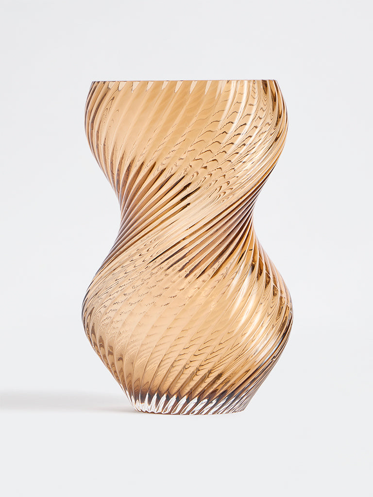 Westside Home Light Brown Swirl Glass Vase