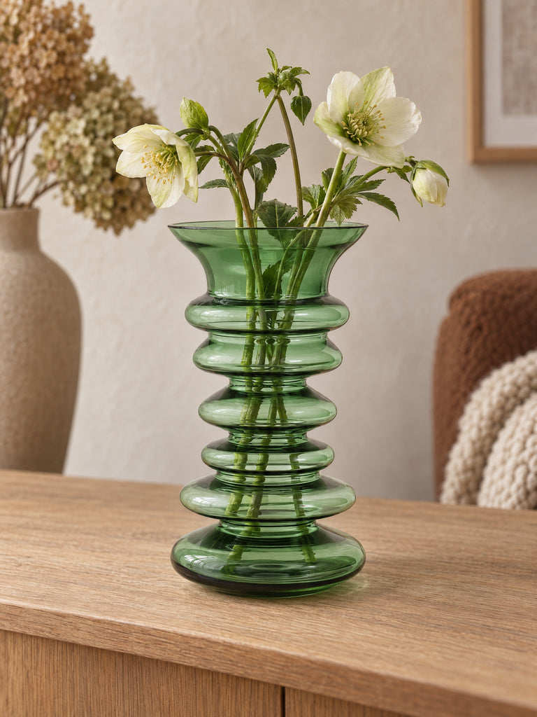 Westside Home Green Spindle Glass Vase