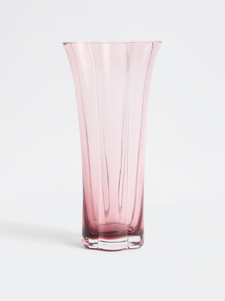 Westside Home Pink Fluted Glass Vase