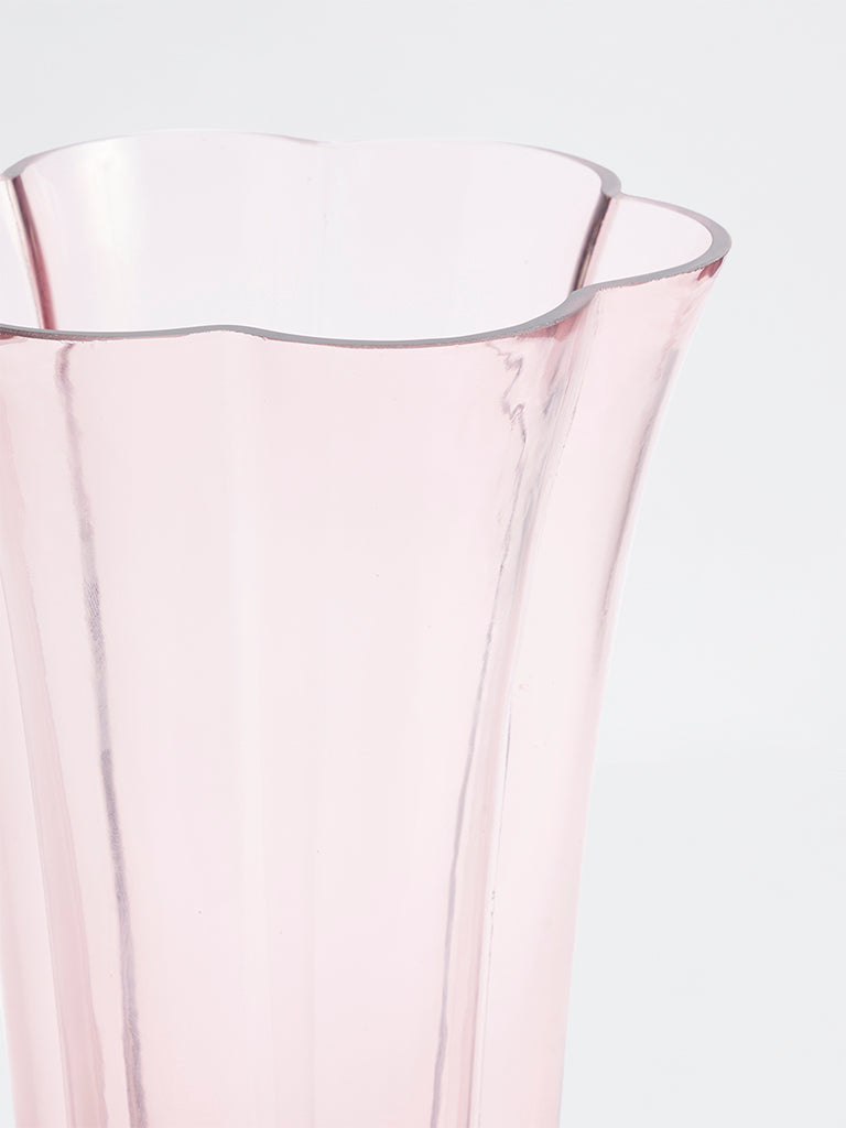 Westside Home Pink Fluted Glass Vase