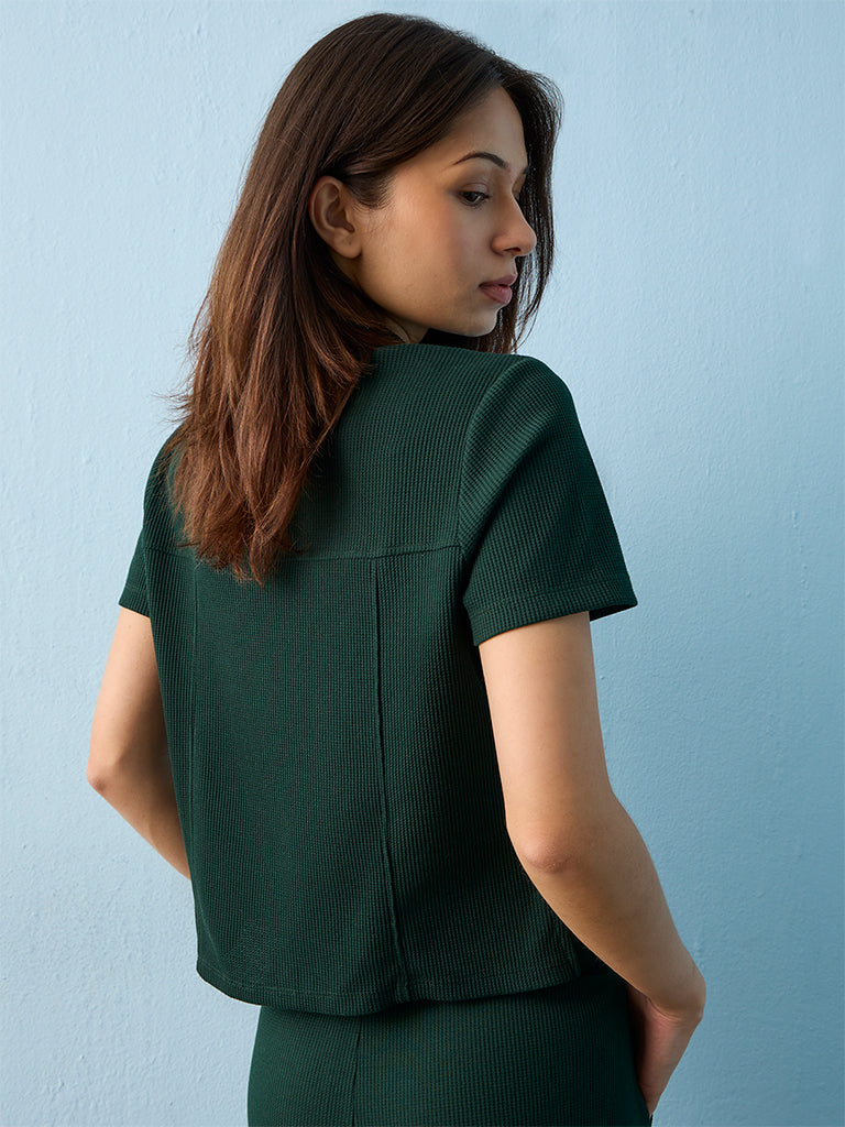 Superstar Green Waffle-Textured Shirt
