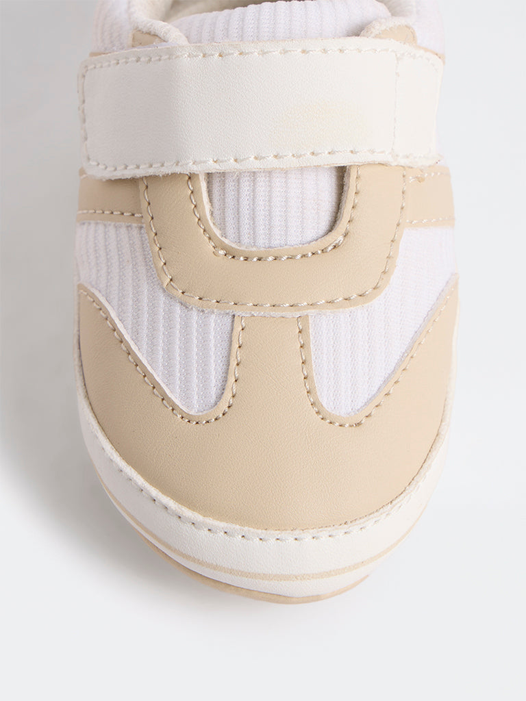 Yellow Beige Velcro-Strap Booties