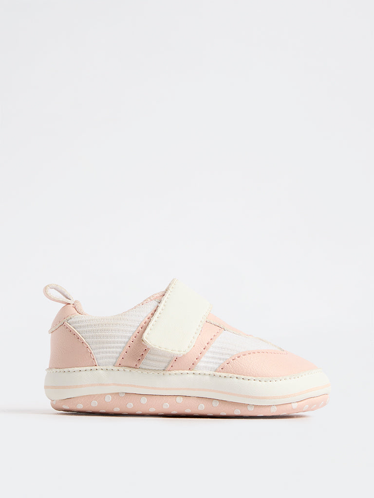Yellow Pink Velcro-Strap Booties