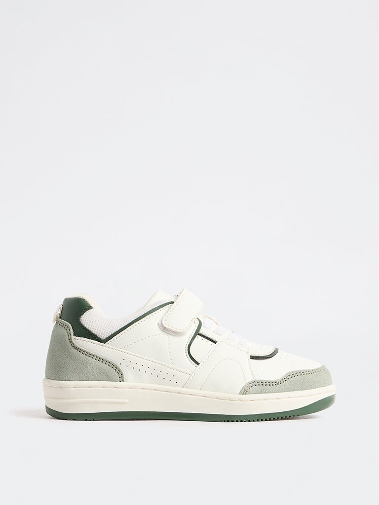 Yellow White Velcro-Strap Sneakers