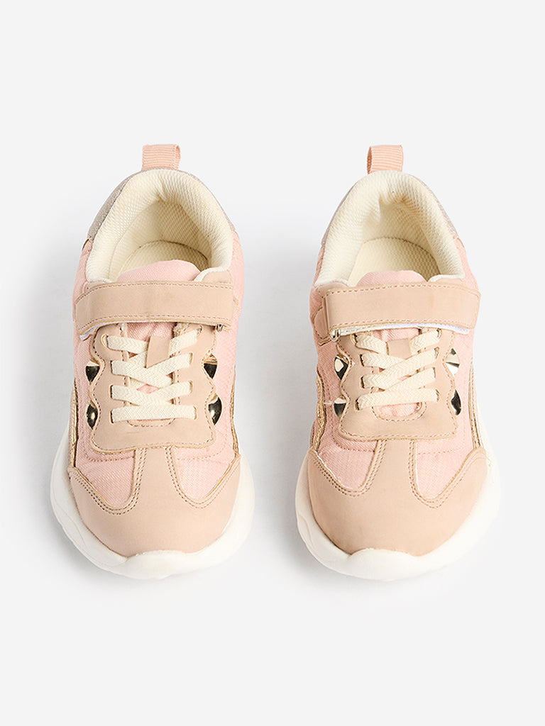 Yellow Pink Velcro-Strap Sneakers