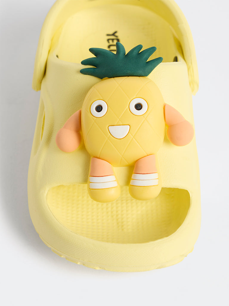 Yellow Yellow Pineapple Applique Clogs