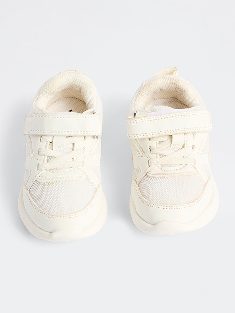 Yellow White Mesh-Detailed Velcro-Strap Sneakers