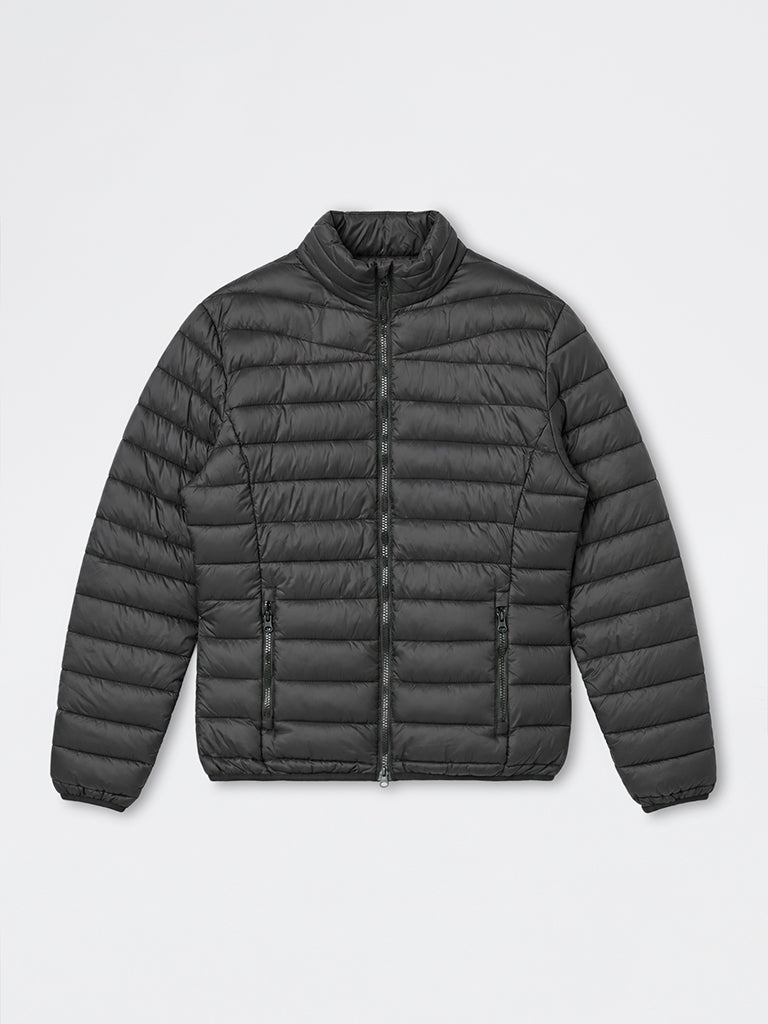 WES Casuals Black Solid Relaxed-Fit Puffer Jacket