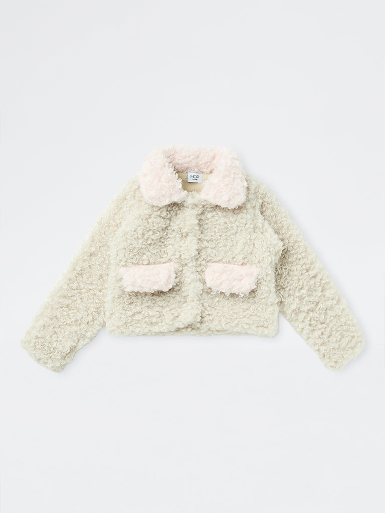 HOP Kids Girls Multicolour Sherpa Fleece Jacket
